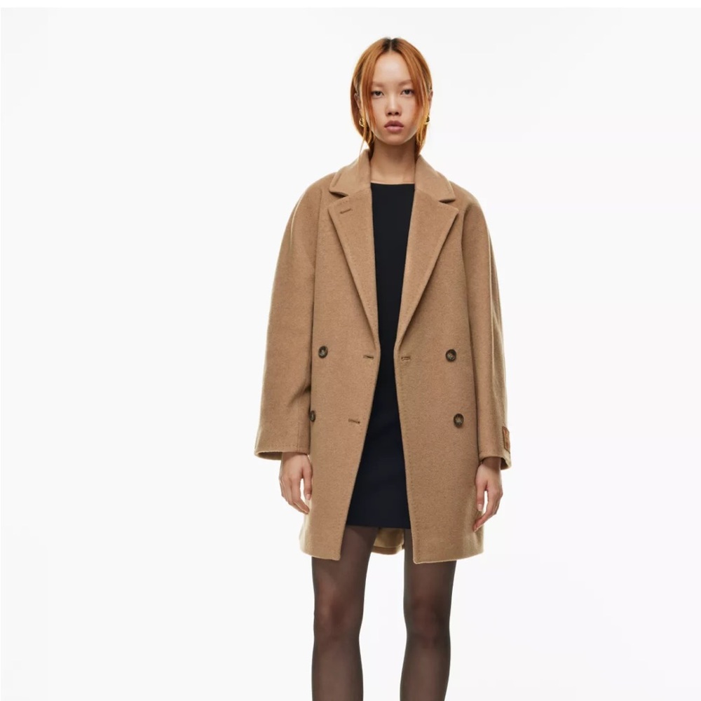 NWT Aritzia ‘The Slouch Mid’ Coat; Double-Breasted Camel Wool; Cocoa Sand